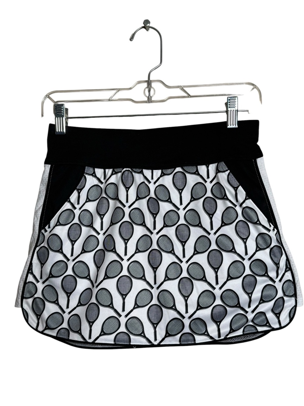 Grand Slam Black & White Tennis Racket Skater Skirt Back Pocket Size XS